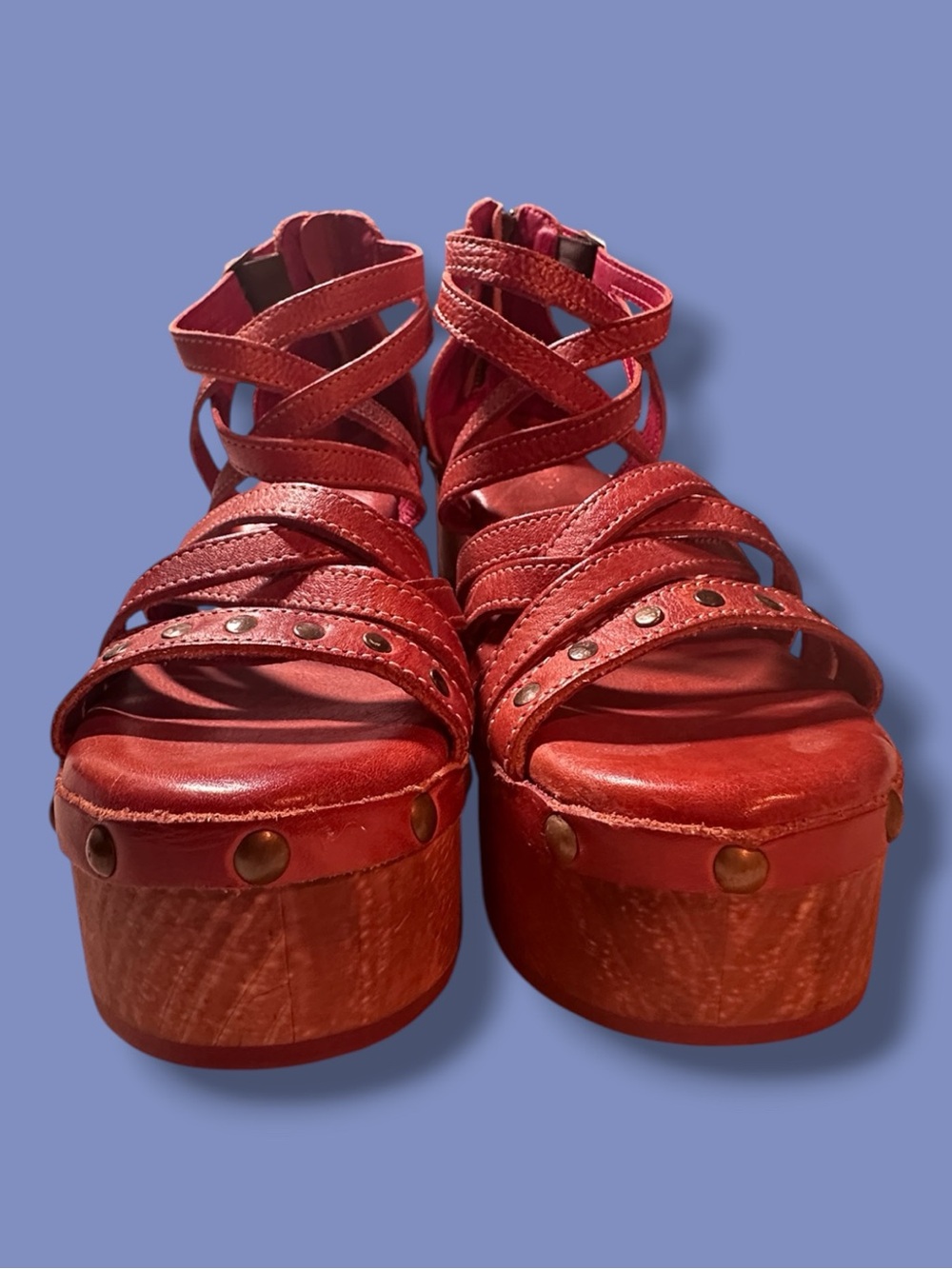 Never Worn Bed Stü Platform Leather Sandals in Brown. Size 8 - Picture 3 of 14